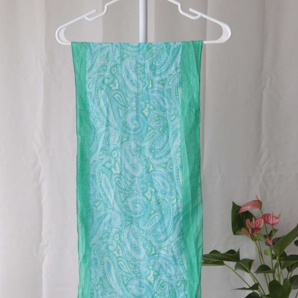 COPY - SHEER GREEN AND BABY BLUE PAISLEY SCARF 🍃